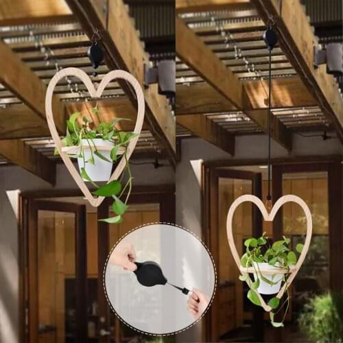 Wooden Pendant Flower Pot Rack Hanging Flowerpot Storage Basket Stand for Garden Patio Balcony Decoration