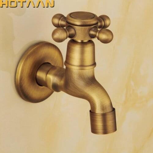 Long garden use Bibcock faucet tap crane Antique Brass Finish Bathroom Wall Mount Washing Machine Water Faucet Taps YT-5112-B