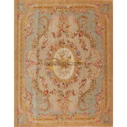 Elegant French Savonnerie Area Rug Handwoven Wool Carpets For Carpets Living Room Round Luxury Rug Wool Knitting Carpets