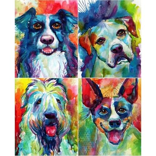 KAMY YI Cartoon Colorful Dog Diamond Painting Landscape Cross Stitch 5D Diy Embroidery Full Diamond Mosaic Home Decoration