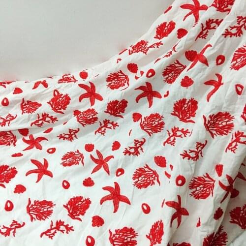 LASUI 1 y=1 lot new Starfish seaweed Cotton embroidery fabric Diy handmade materials clothing fabrics Breathable M0028