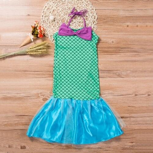 Fashion Cute Girl Cosplay Dress Kids Ariel Mermaid Set Girl Princess Fancy Dress Party Cosplay Costume