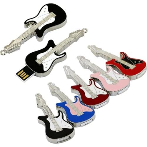 Fashion Mini Crystal Guitar Pen Drive 8G Musical Instrument USB Flash Drive Gift 16G Pendant Decorations USB Drive U Disk
