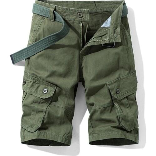 2021 New Summer Casual Twill Cargo Shorts Men Pure Cotton Brand Clothing Comfortable Men Tactical Loose Fit Cargo Shorts Men