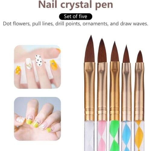 NEW 5pcs/set Nail Art Line Painting Pen 3D Tips Acrylic UV Gel Brushes Drawing Crystal Liner Glitter French Design Manicure Tool