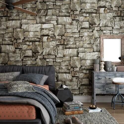 Wallpapers YOUMAN 3D Effect Embossed PVC Free Desktop Wallpaper Vinyl Wallpaper Brown Grey Brick Wall Paper Roll Walls Covering