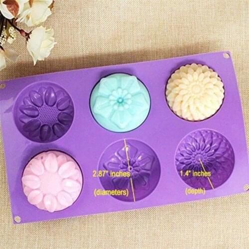 6 Flower 3D Silicone Soap Mold Muffin Cup Cake Baking Tray Cake Pan Clay Craft Art Soap DIY Mould Cake Chocolate Candle diy Mold