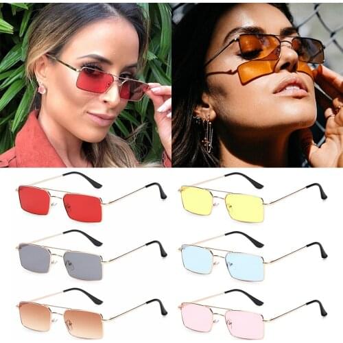 1Pcs New Classic Retro Rectangle Sunglasses Vintage Fashion Metal Frame UV400 Lens Sun Glasses Eyewear Accessories for Unisex