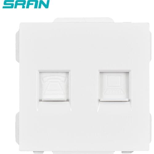 SRAN 52*52 wall telephone and internet socket interface RJ11+Rj45 function module accessories suitable for 86*86 panels