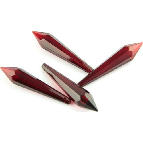 38mm/63mm/76mm Dark Red K9 Crystal Chandelier Pendants Prisms Cut & Faceted Glass U-Icicle Drops For Cake Topper Decoration