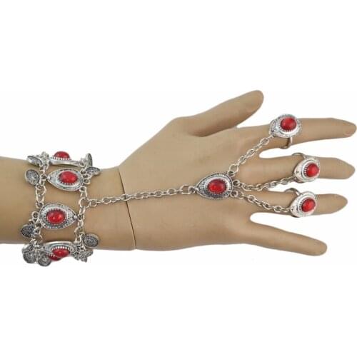 2019 Turkish Vintage Link Black Red Green Stone Statement Bracelets for Women Boho Party Gypsy Jewelry pulseras mujer