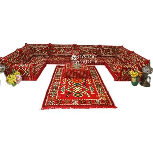 U Shape Arabic Floor Seating Sofa Majlis Cushions Oriental Jalsa Bench Area Traditional Arab Sofas Furniture Toshak