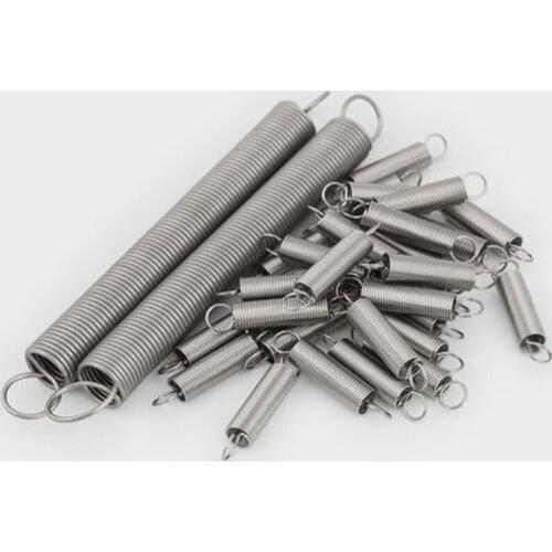 10PCS 0.5 x 5mm 0.5mm stainless steel Tension spring with a hook extension spring length 15mm to 60mm