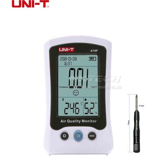 UNI-T A15F Air Quality Monitor Formaldehyde Meter Detector Tester Temperature Humidity Meter Rechargeable HCHO Gas Analyzer 5IN1