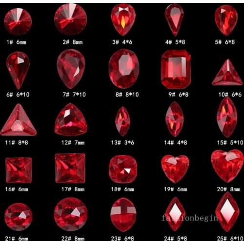 Top quality Mixed shapes k9 crystal siam point back Rhinestones K9 Glass Fancy stones for clothing Jewelry Nail Art Decoration