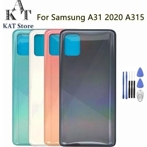 1Pcs Back Plate For SAMSUNG Galaxy A31 2020 A315 Battery Back Glass Cover With Camera lens frame+adhesive + Tools