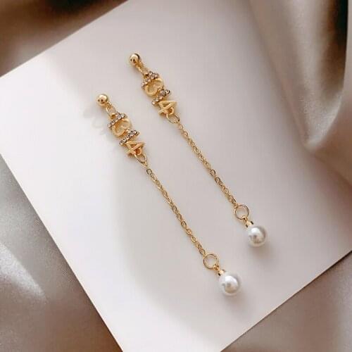 S925 Needle 1314 Digital Crystal Dangle Earrings for Women Temperament Long Tassel Pearl Earrings Forever LOVE Girlfriend Gift