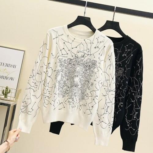 2021 Autumn Winter New Vintage O-Neck Embroidery Pull Femme Floral Bottoming Cashmere Pullover Sweater Mujer Girls Knitted Tops