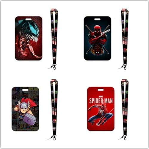 1pcs/set Disney Marvel Cartoon Spiderman Iron Man Pvc Card Student ID Card Sleeve ID Card With Lanyard