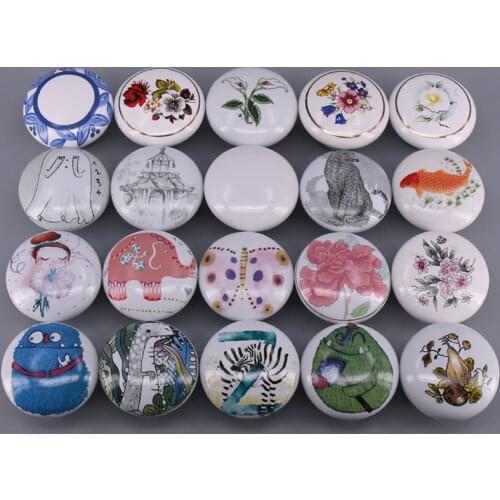 1x Cute Round Ceramic Knobs Door Handle Modern Cabinet Drawer Cupboard Pull Kids dresser drawer knobs