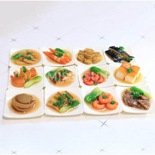 2PCS 1/6 Scale Miniature Dollhouse Chinese dish for Dollhouse Decor Pretend food for blyth bjd dollhouse kitchen toys