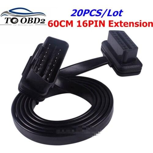 20pcs/lot 60cm Diagnostic Cable OBD2 16 PIN Extension Cable OBD2 16Pin OBD II Connector male to female OBD2 Extension Cable