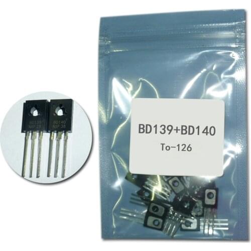 20pcs/lot BD139+BD140 Each 10pcs Transistor TO-126 NPN PNP 80V 1.5A TO126 Silicon Triode Transistor assortment Kit