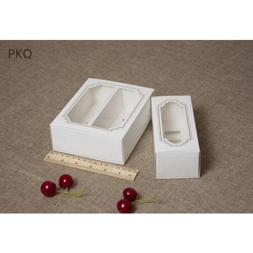 20pcs 2 sizes white Cupcake cup cake box,biscuit baking box with window,hollow macaron small cake box for cookie packaging boxes