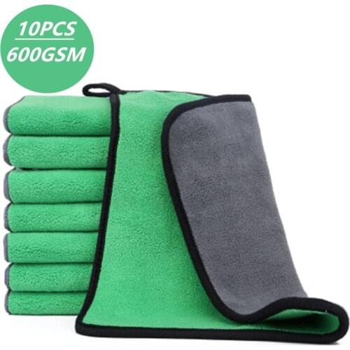 3/5/10PCS Green 600GSM Car Wash Microfiber Towel Car Cleaning Paint Care Cloth Detailing Car Styling Wash Towel Cleaning Tools