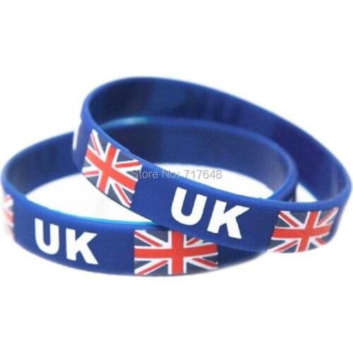 300pcs Flag UK wristband silicone bracelets rubber cuff wrist band bangle free shipping by FEDEX