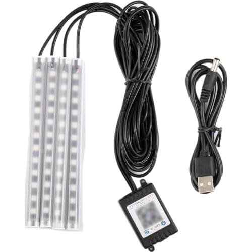 4Pcs Car LED Atmosphere Lamp with APP Light Strip Bluetooth RGB Remote