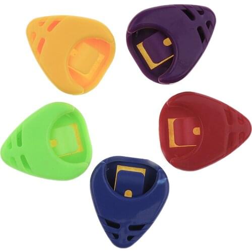 5 Assorted Color Plastic Guitar Pick Holder Plectrum Box Case Great Musical Gift