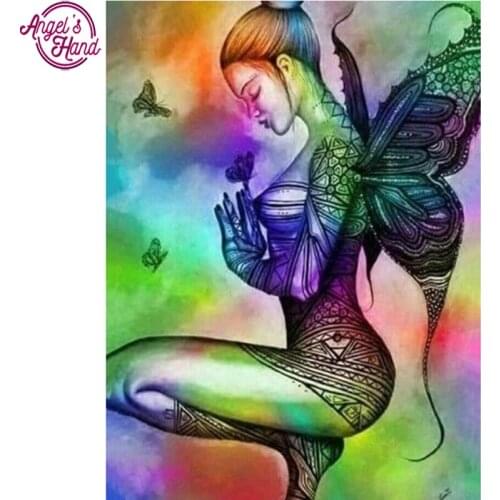 Full square diamond 5D DIY diamond embroidery black butterfly girl diamond painting Cross Stitch Rhinestone mosaic decoration C