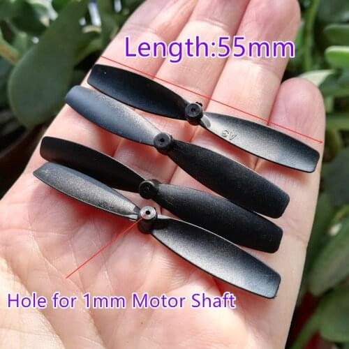 Free Shipping 2pairs 55mm 2 Blades Propeller Prop 1mm Mounting Hole for 7mm 8520 Coreless Motor DIY Micro Quadcopter