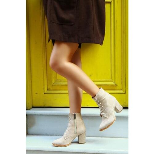 Beige Suede Women Boots