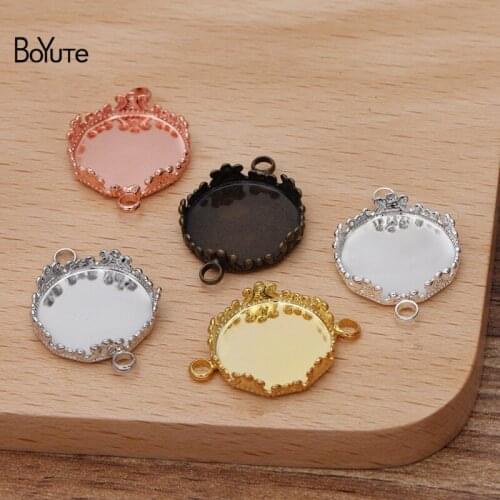 BoYuTe Custom Made (200 Pieces/Lot) 15MM Metal Brass Blank Pendant Base with 2 Loops Diy Jewelry Accessories