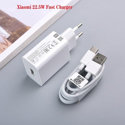 Xiaomi Fast Charger 22.5W Original MDY-11-EP EU QC3.0 Quick Charge Adapter 100cm USB Type C Cable For Mi 10 9 Lite Redmi Note 8T