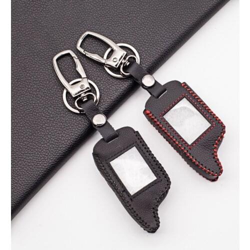 Russian version MA Case keychain Leather case for Scher Khan magicar A B lcd remote two way car alarm system