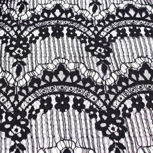 Black Lace Fabric For Dress Apparel Sewing Tulle Fabrics Lace Textile Pierced Lace Embroidered Fabrics 50*150cm