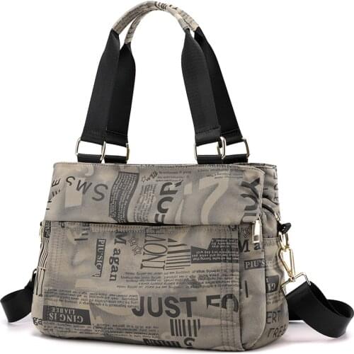 Newspaper Design Ladies Flap Handbags 2021 Fashion Womens Shoulder Bag High Quality Nylon Crossbody Pack Purses Sac A Main