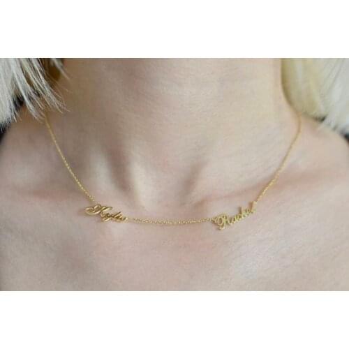 DUOYING Double Name Necklace Three Names Custom Necklace Custom Jewelry Couple Necklace Family Choker Dropshiping