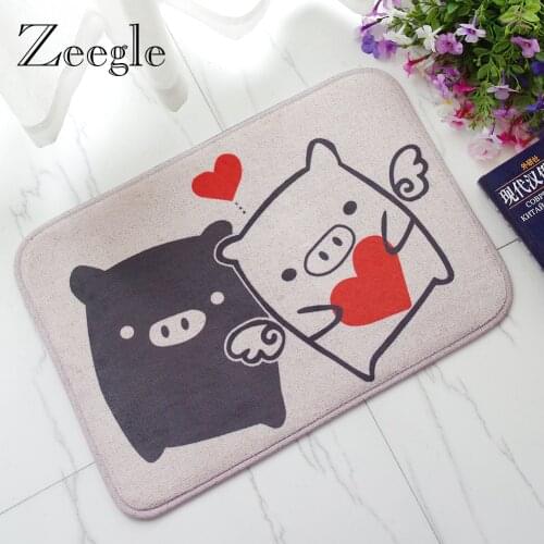 Zeegle Love Printed Doormat for Entrance Door Flannel Outdoor Door Rug Anti-slip Kitchen Carpet Bathroom Foot Mat
