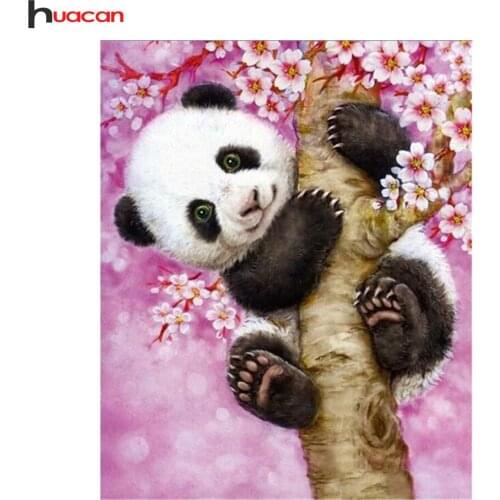 HUACAN Diamond Painting Cartoon Panda Full Round Rhinestones Cross Stitch 5D DIY Diamond Embroidery Painting Wall Sticker MH012