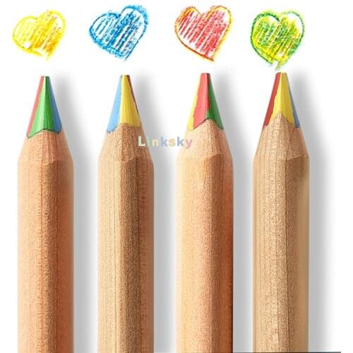LYRA 4-color Giant Super Jumbo Colouring Pencild Natural Wood Finish,Each Pencil Has A MIXED Coloured Lead,Childrens Writing