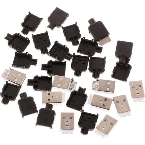Drop Ship 10Sets Type A USB 4 Pin Male Socket Kit Connector Plug Termination Plastic Shell