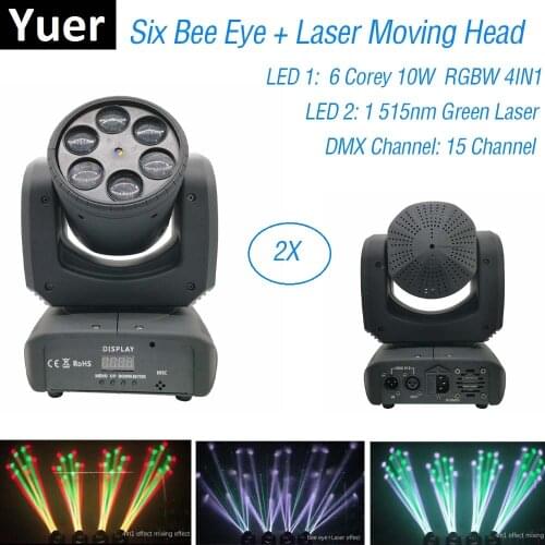 Laser Beam 2IN1 Moving Head 6X10W RGBW 4IN1 Six Bee Eye Moving Head Light Disco Laser Projector Dj Effect Lighting Night Clubs