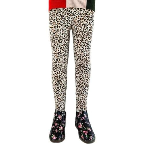 Girls Warm Elastic Waist Leopard Leggings Pants Autumn Thickening Fleece Children Long Trousers Warm Winter Girls Legging 4 6 Y