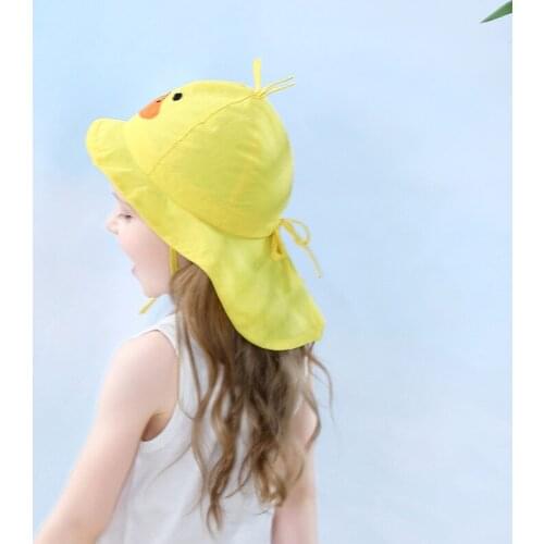 Baby Summer UV Cut Cap 1-7 Years Yellow Duckling Sun Hat Soft Light Cap Childrens Girl Boy Baby Visor Anti-UV Breathable Cap