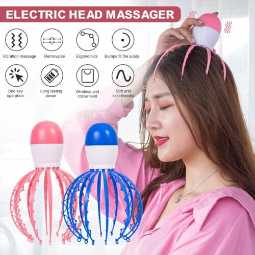 Scalp Head Massager Electric Claw Alleviate Fatigue Vibration Anti Stress Massage Rechargeable Battery Octopus Massage Device