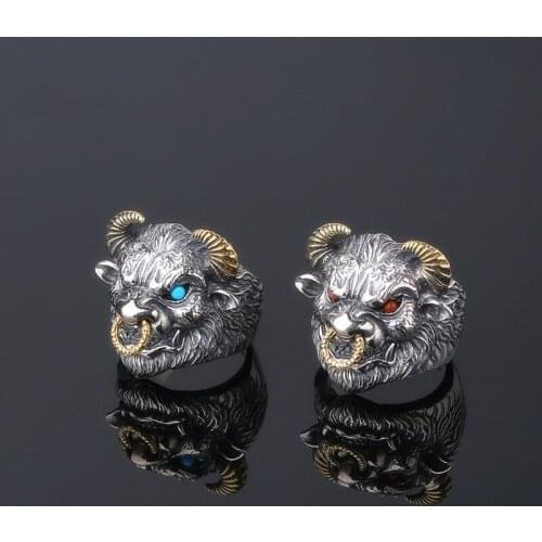 925 STERLING SILVER artisan Handmade MENS PUNK Biker cow Ring jewelry A4927